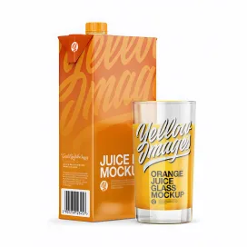 L Carton Pack With Orange Juice Glass